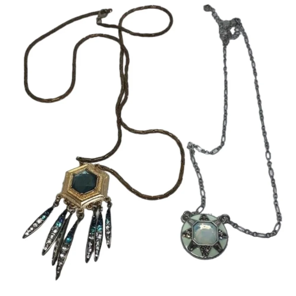 Curated bundle art deco inspired necklaces lot of 2 Lia Sophia and vintage